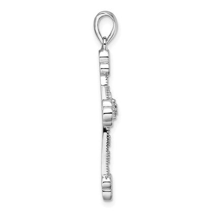 Sterling Silver Rhodium-Plated CZ Cross Pendant