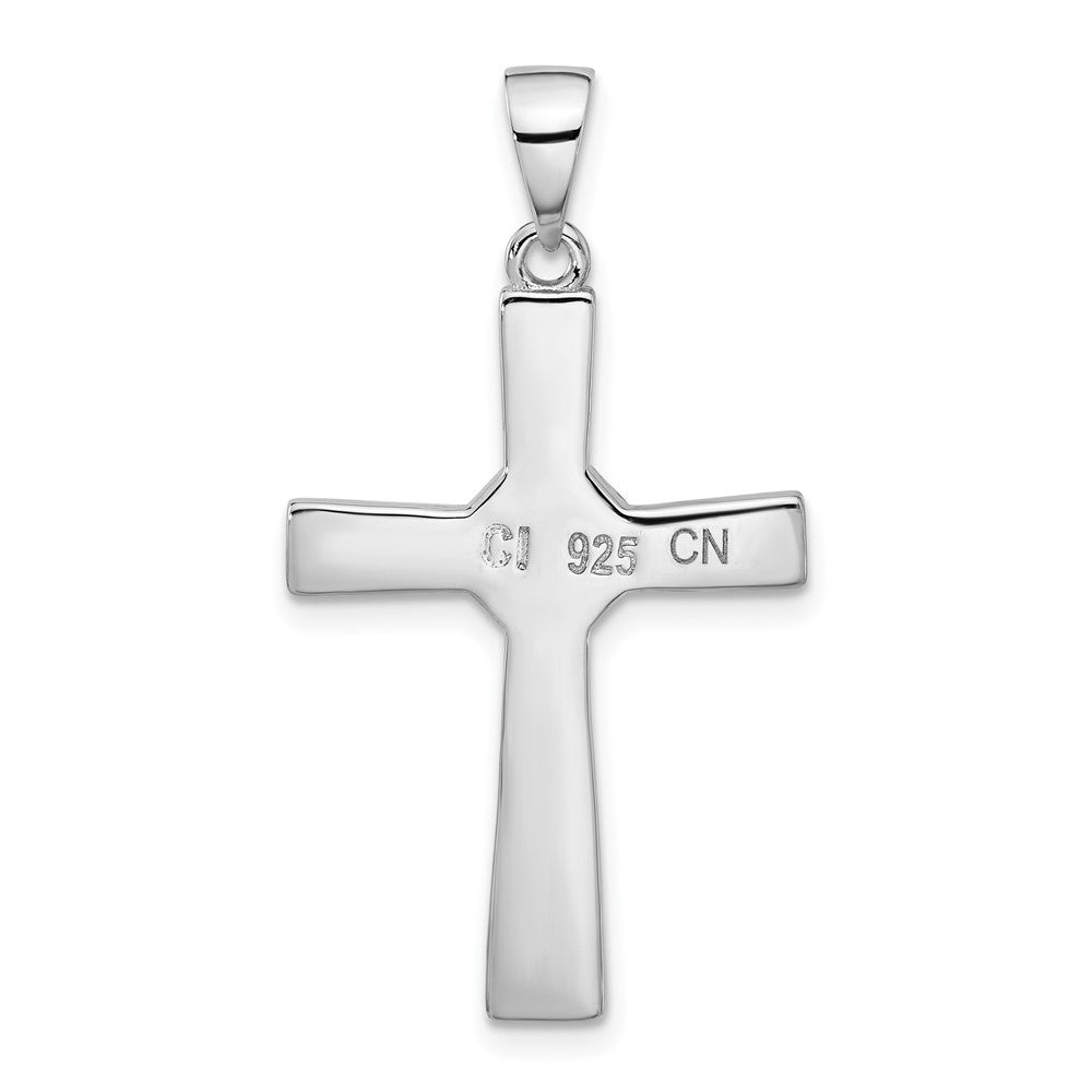 Sterling Silver Rhodium-Plated Larimar Cross Pendant