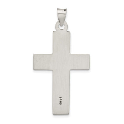 Sterling Silver Antiqued Solid Textured Cross Pendant
