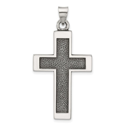 Sterling Silver Antiqued Solid Textured Cross Pendant