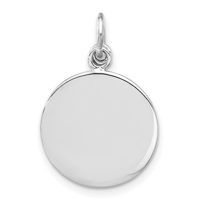 Sterling Silver Rhodium-Plated Circle Disk and Cross with Clear Crystal Pendant