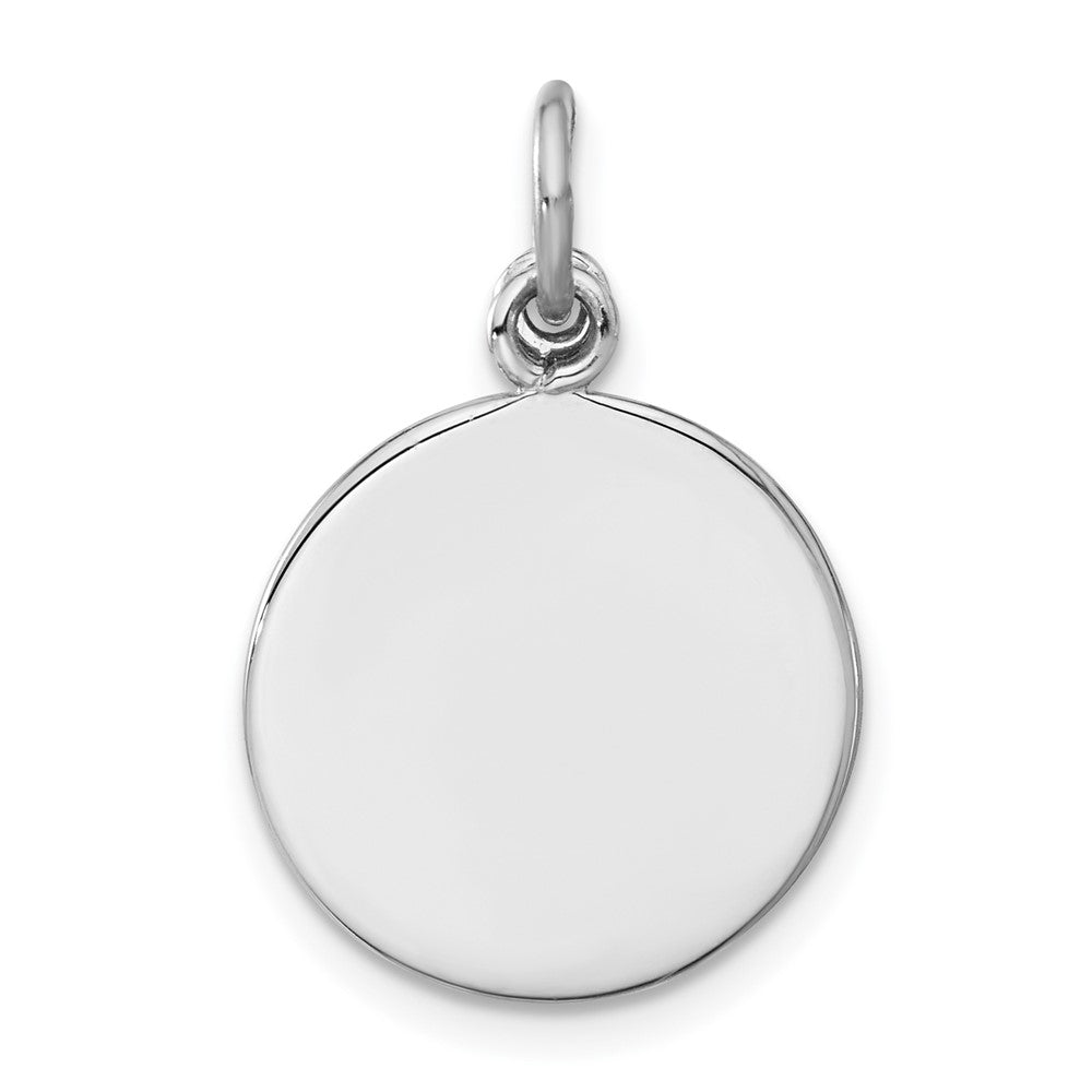 Sterling Silver Rhodium-Plated Circle Disk and Cross with Blue Crystal Pendant