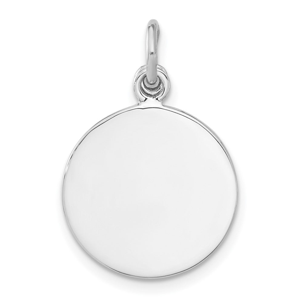 Sterling Silver Rhodium-Plated Circle Disk and Cross with Pink Crystal Pendant