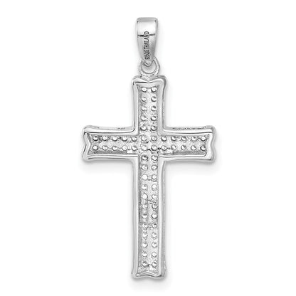 Sterling Silver Rhodium-Plated Polished CZ Pave Cross Pendant