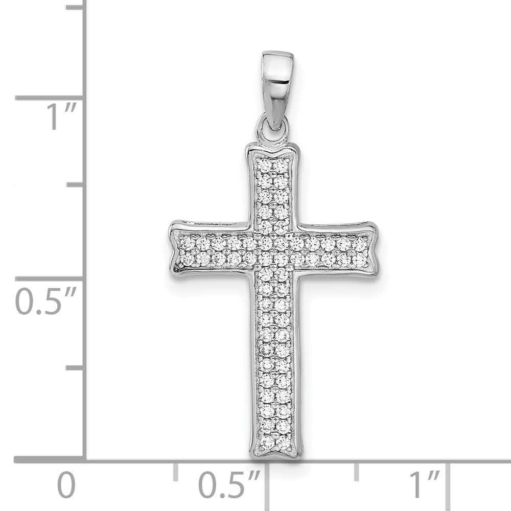 Sterling Silver Rhodium-Plated Polished CZ Pave Cross Pendant