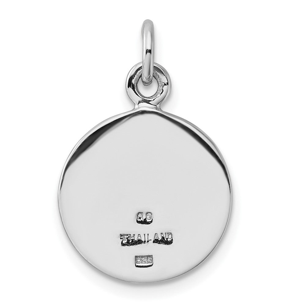 Sterling Silver Rhodium-Plated Antiqued Round Cross Pendant