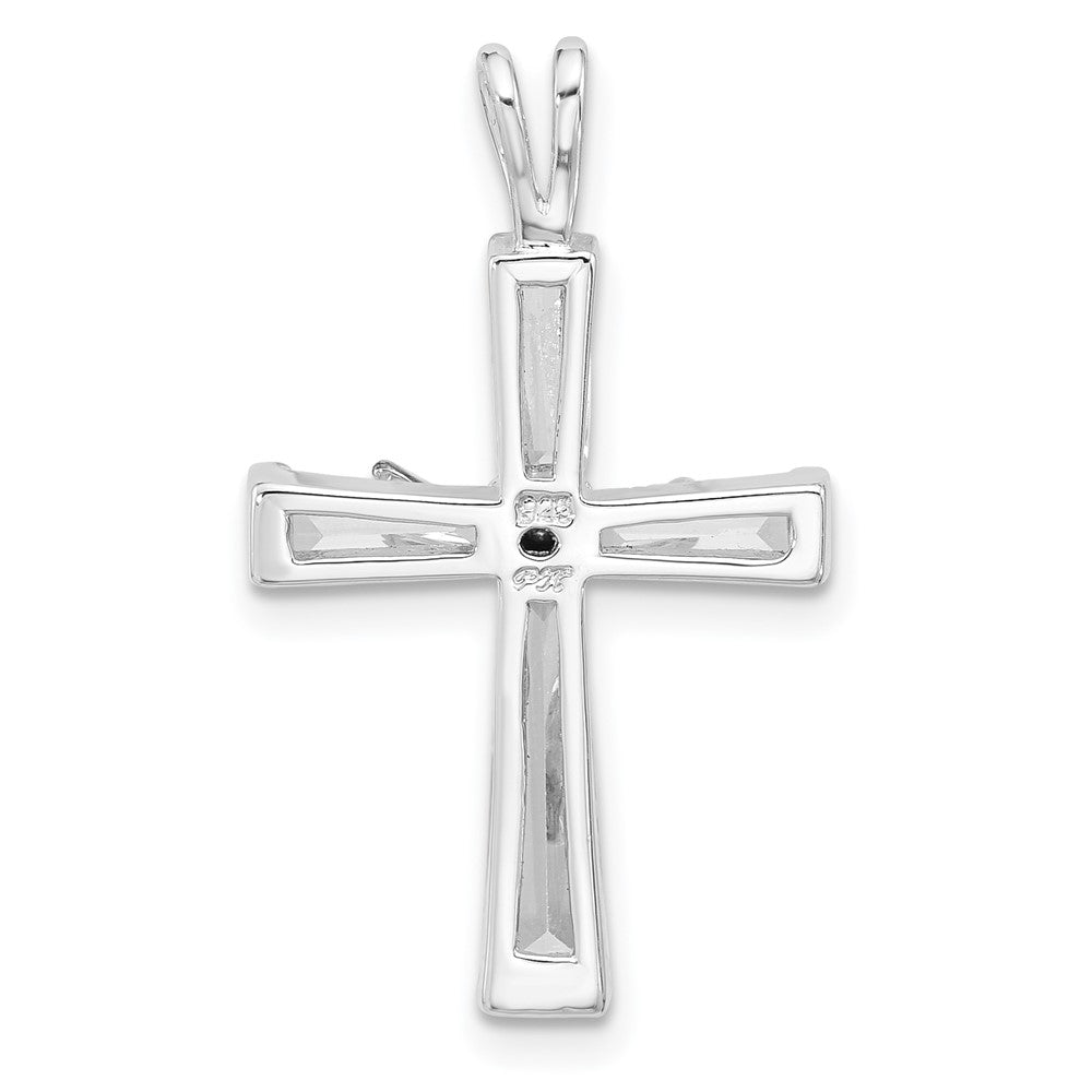 Sterling Silver Rhodium-Plated Gold-Tone CZ Crucifix Pendant