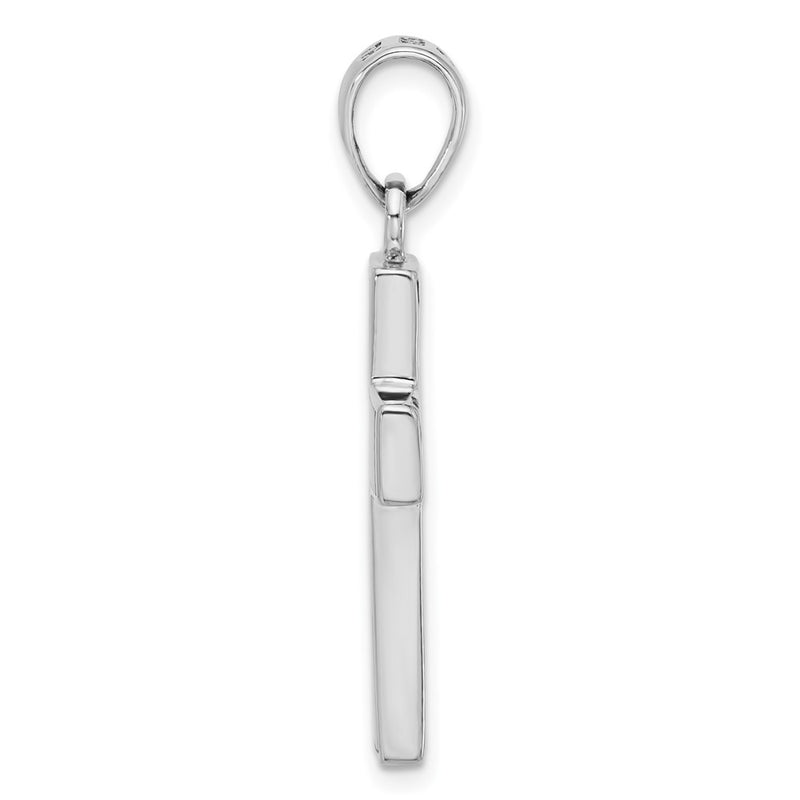 Sterling Silver Rhodium-Plated Reversible Mother of Pearl Cross Pendant