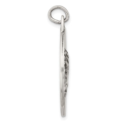 Sterling Silver Antiqued Solid Praying Hands Serenity Prayer Pendant