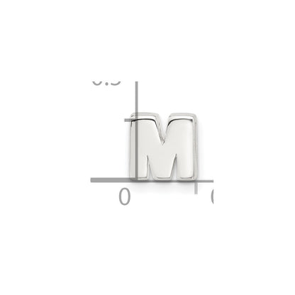 Sterling Silver E-Coated Letter M Slide Charm