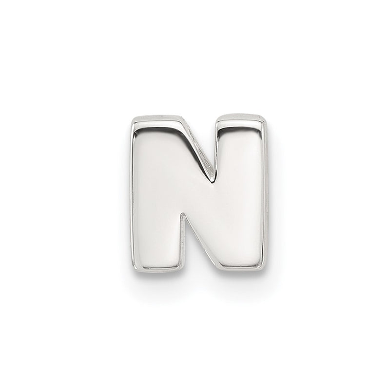 Sterling Silver E-Coated Letter N Slide Charm