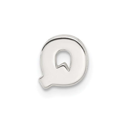 Sterling Silver E-Coated Letter Q Slide Charm