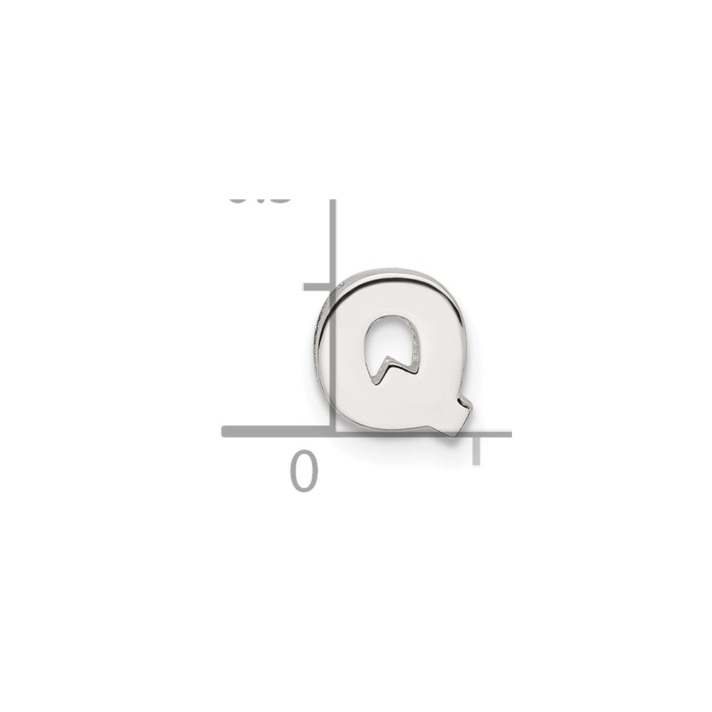 Sterling Silver E-Coated Letter Q Slide Charm
