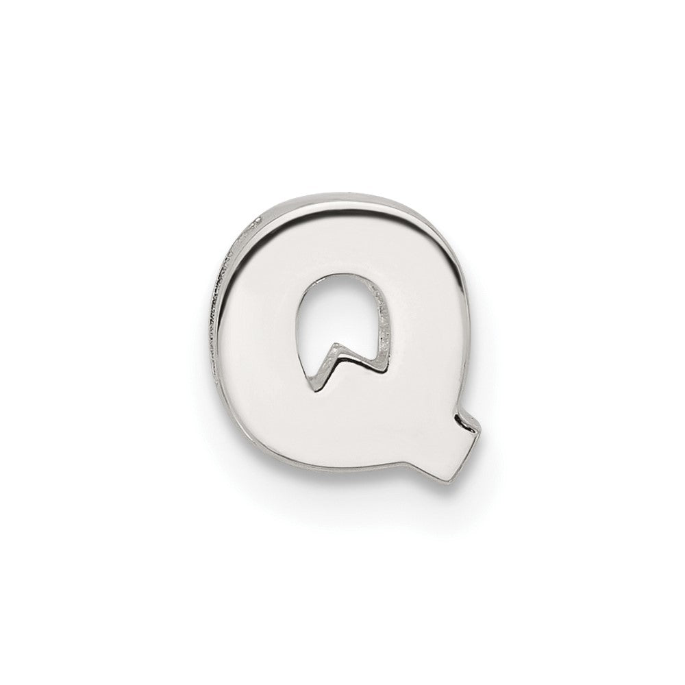 Sterling Silver E-Coated Letter Q Slide Charm