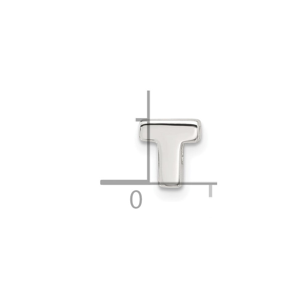 Sterling Silver E-Coated Letter T Slide Charm