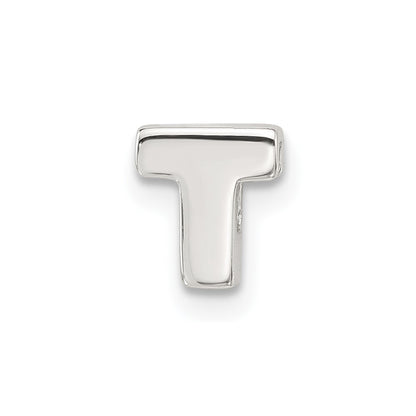 Sterling Silver E-Coated Letter T Slide Charm