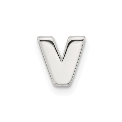 Sterling Silver E-Coated Letter V Slide Charm
