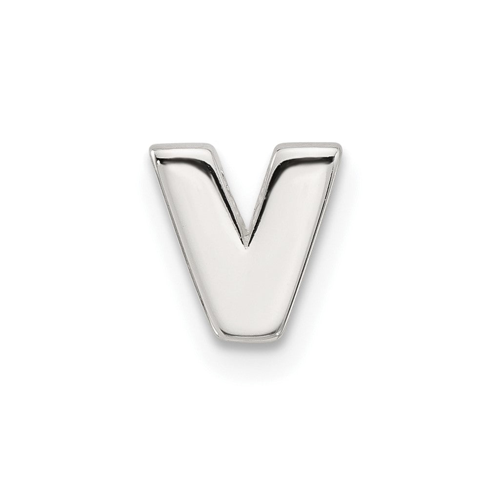 Sterling Silver E-Coated Letter V Slide Charm
