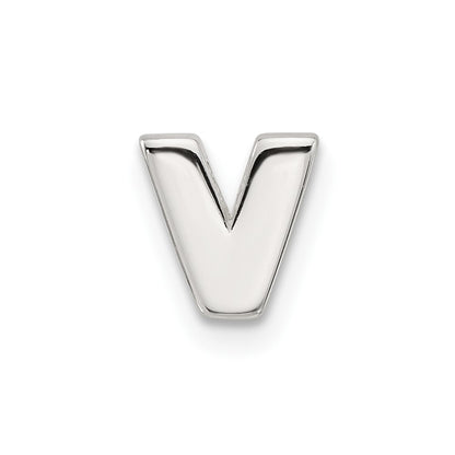 Sterling Silver E-Coated Letter V Slide Charm