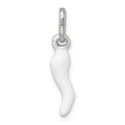 Sterling Silver White Enamel Italian Horn Pendant