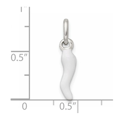 Sterling Silver White Enamel Italian Horn Pendant