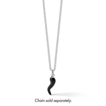 Sterling Silver Black Enamel Italian Horn Pendant