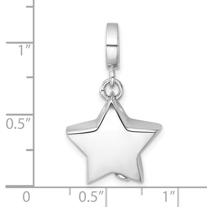Sterling Silver Rhodium-Plated Polished Star Ash Holder Bead/pendant