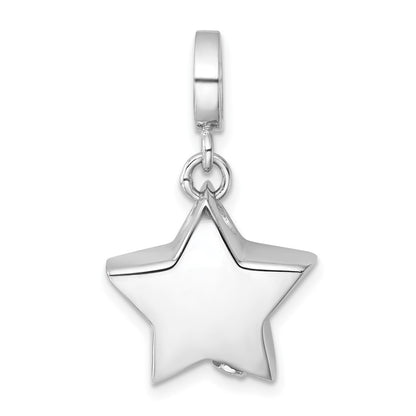 Sterling Silver Rhodium-Plated Polished Star Ash Holder Bead/pendant