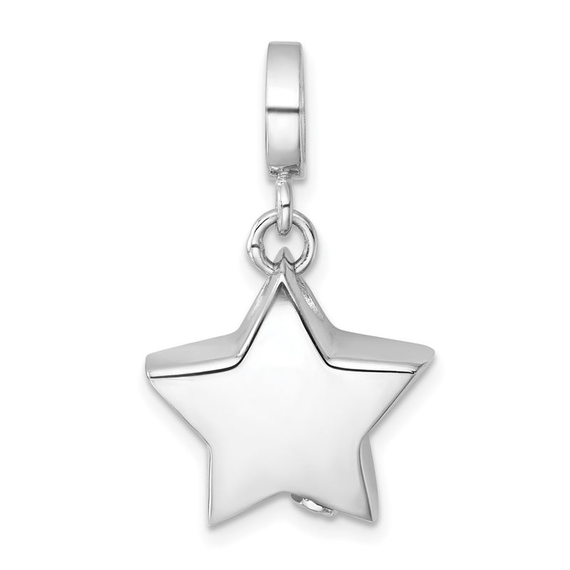 Sterling Silver Rhodium-Plated Polished Star Ash Holder Bead/pendant