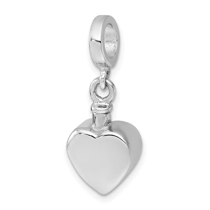 Sterling Silver Rhodium-Plated Polished Heart Ash Holder Pendant
