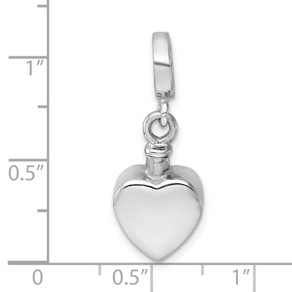 Sterling Silver Rhodium-Plated Polished Heart Ash Holder Pendant