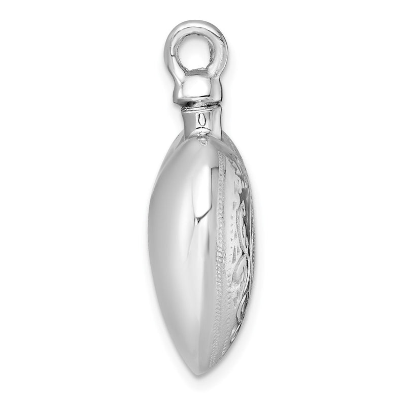 Sterling Silver Rhodium-Plated Heart with Design Ash Holder Pendant