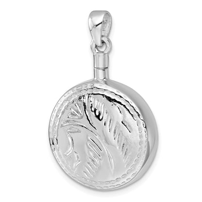Sterling Silver Rhodium-Plated Polished W/ Design Round Ash Holder