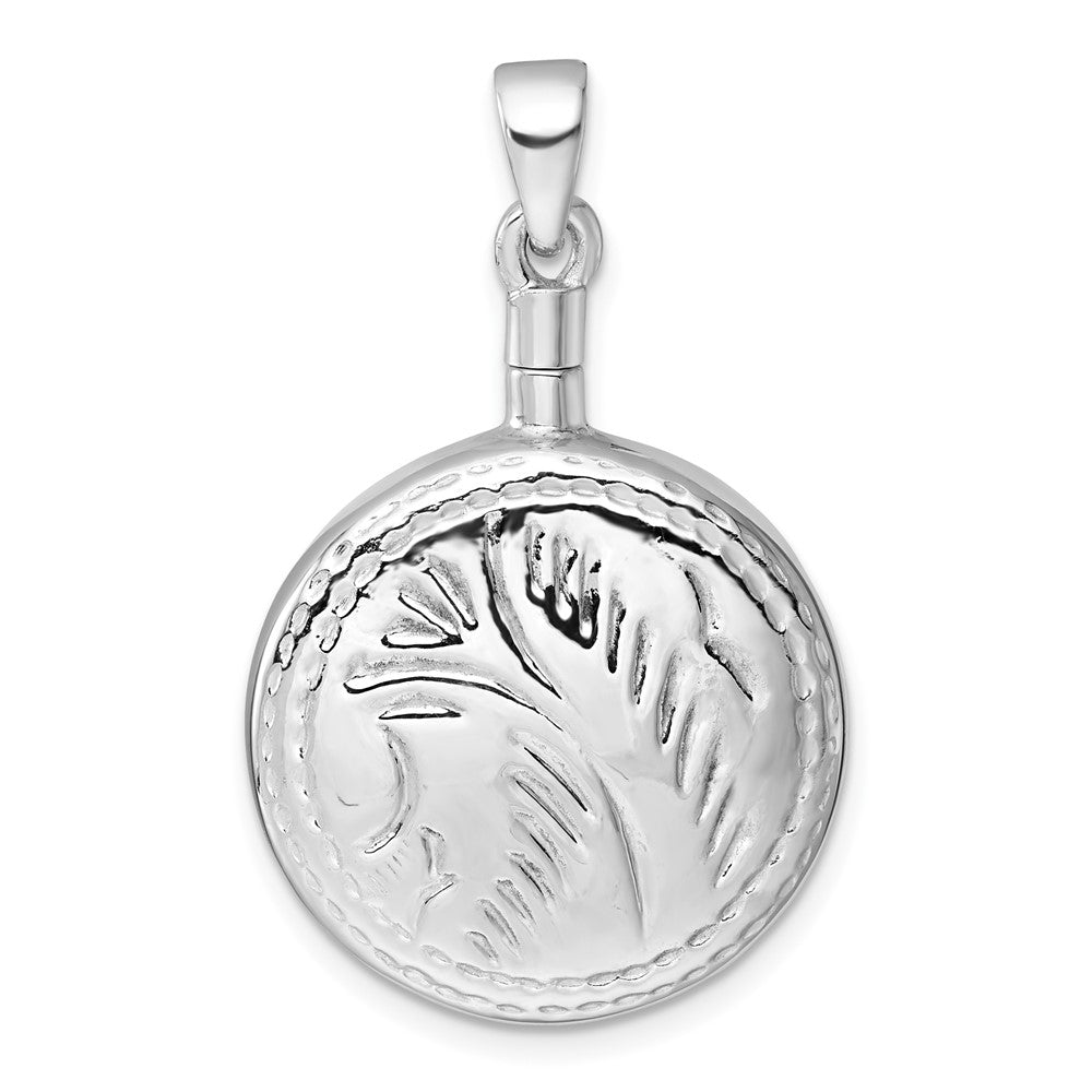 Sterling Silver Rhodium-Plated Polished W/ Design Round Ash Holder
