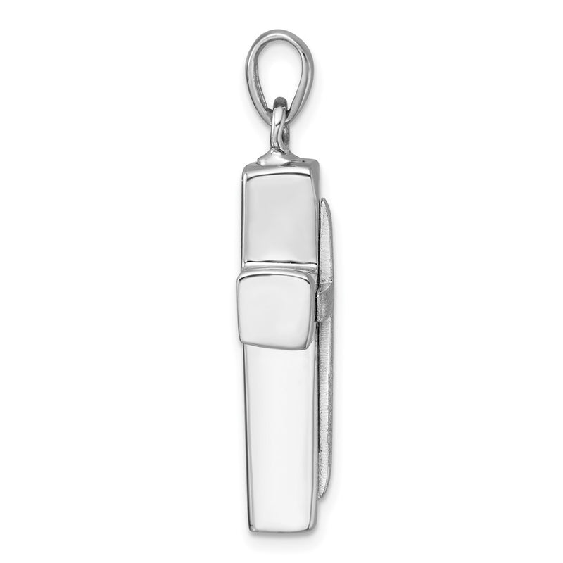 Sterling Silver Rhodium-Plated Polished / Brushed Cross Ash Holder Pendant