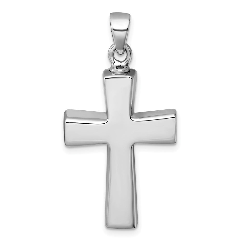 Sterling Silver Rhodium-Plated Polished / Brushed Cross Ash Holder Pendant