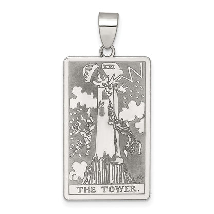 Sterling Silver the Tower Tarot Card Pendant