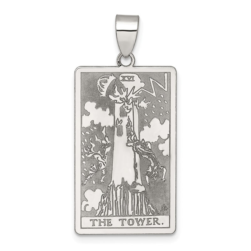 Sterling Silver the Tower Tarot Card Pendant