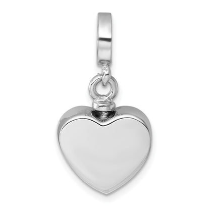 Sterling Silver Rhodium Plated Onyx Enameled Heart Ash Holder Bead/pendant