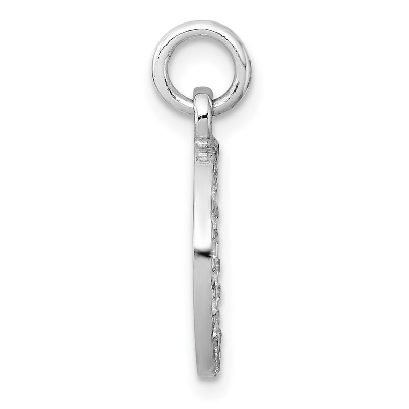 Sterling Silver Rhodium-Plated Polished CZ Engraveable Circle Pendant