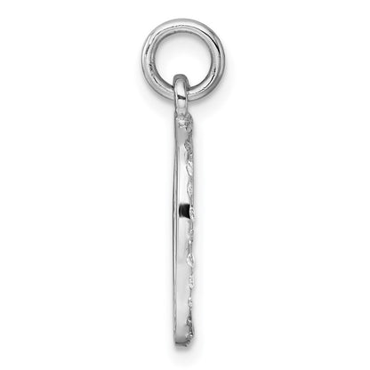 Sterling Silver Rhodium-Plated Polished CZ Engraveable Oval Pendant