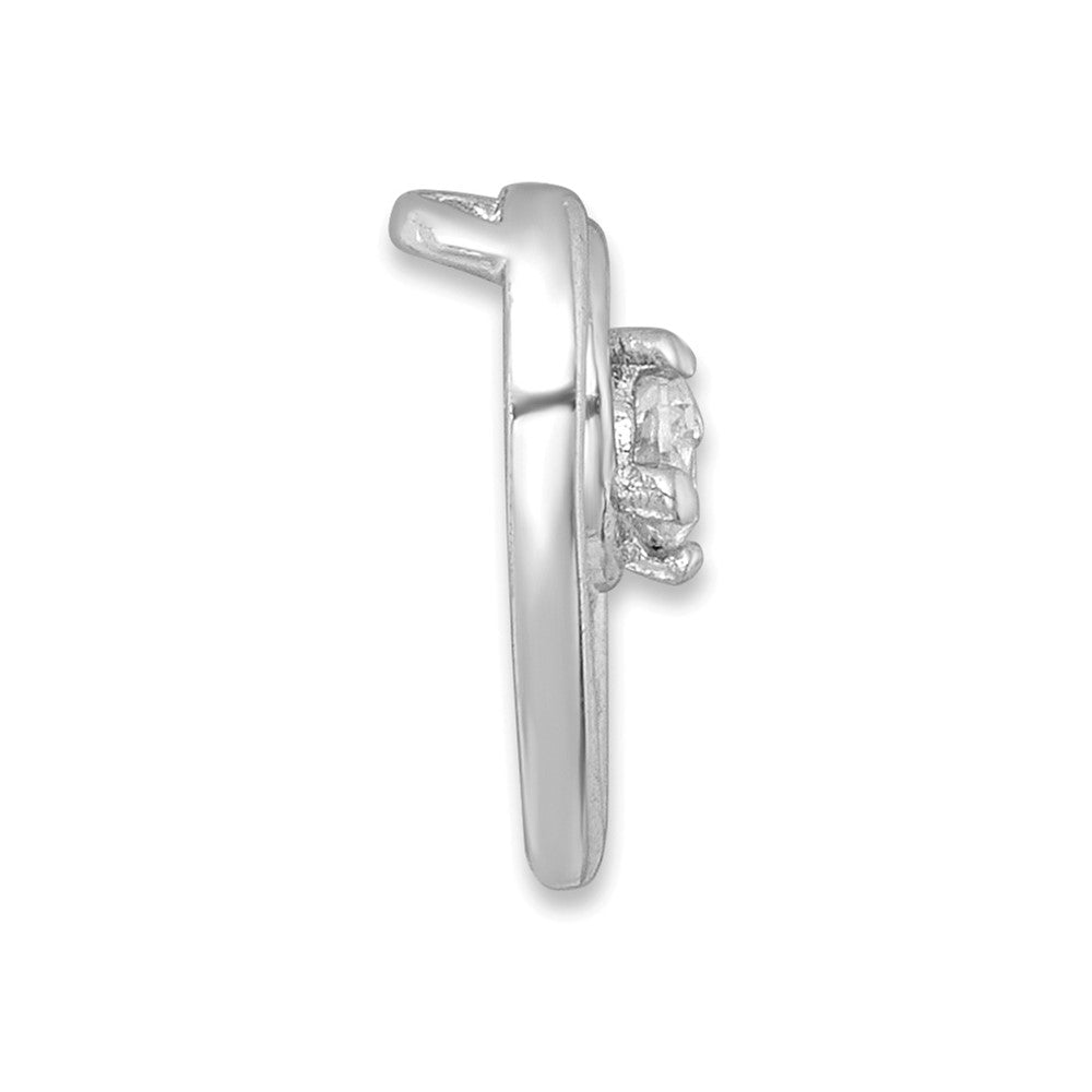 Sterling Silver Rhodium Plated Polished CZ Heart Chain Slide Pendant