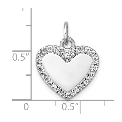 Sterling Silver Rhodium-Plated Polished CZ Heart Pendant