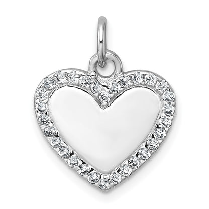 Sterling Silver Rhodium-Plated Polished CZ Heart Pendant