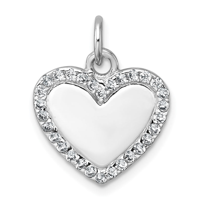 Sterling Silver Rhodium-Plated Polished CZ Heart Pendant