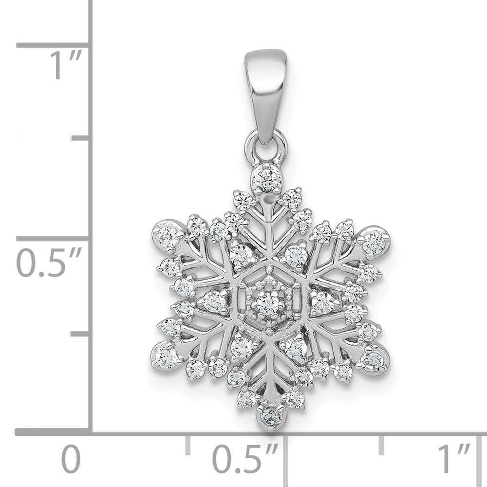 Sterling Silver Rhodium-Plated Polished CZ Snowflake Pendant