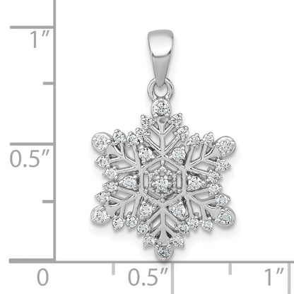 Sterling Silver Rhodium-Plated Polished CZ Snowflake Pendant