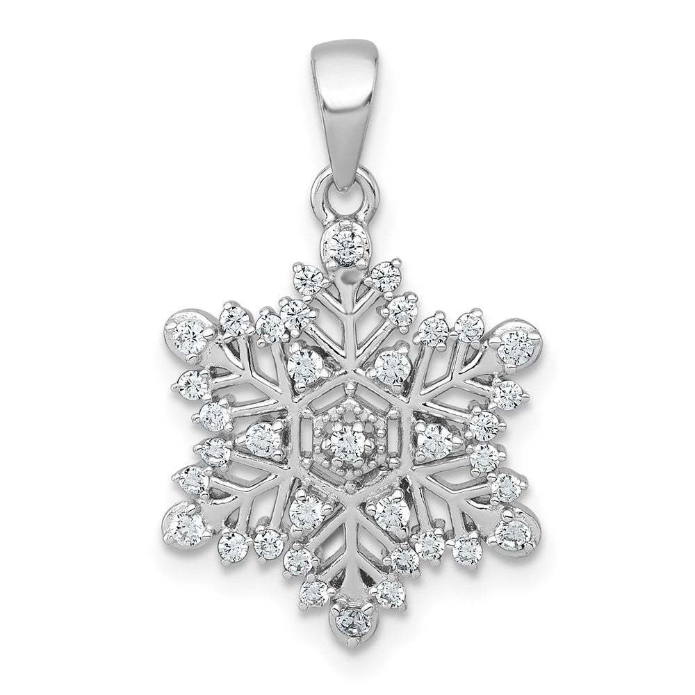 Sterling Silver Rhodium-Plated Polished CZ Snowflake Pendant