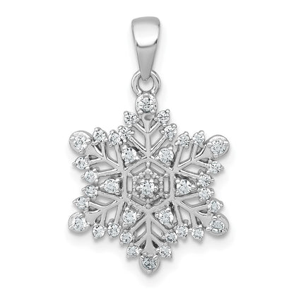 Sterling Silver Rhodium-Plated Polished CZ Snowflake Pendant