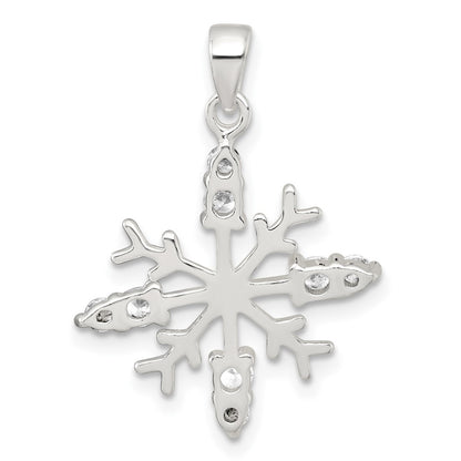 Sterling Silver Polished CZ Snowflake Pendant